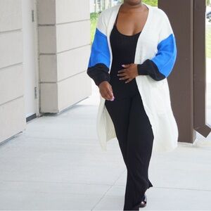 Color Block Long Sleeve Cardigan , size small